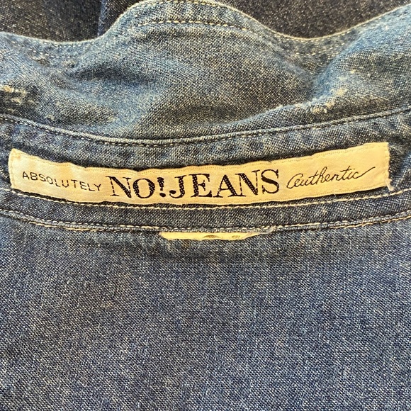 Absolutely No! Jeans Womens Vintage Denim Shirt w Bright Pattern Sleeves /Size S - Picture 8 of 9